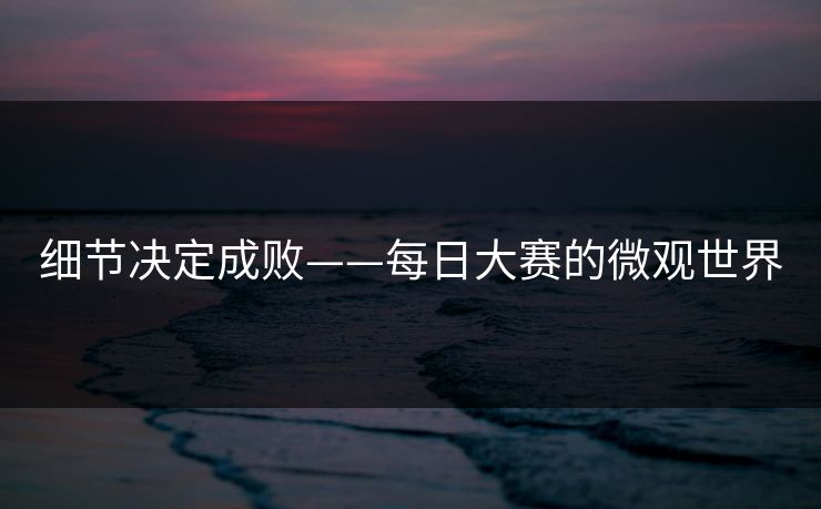 细节决定成败——每日大赛的微观世界